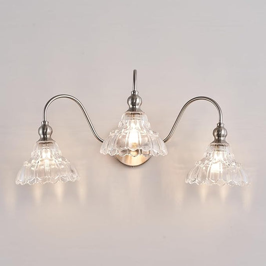 3-Light Brushed Nickel Bathroom Vanity Light Fixtures Vintage Bathroom Light Vanity Lighting Fixtures for Living Room Over Mirror
