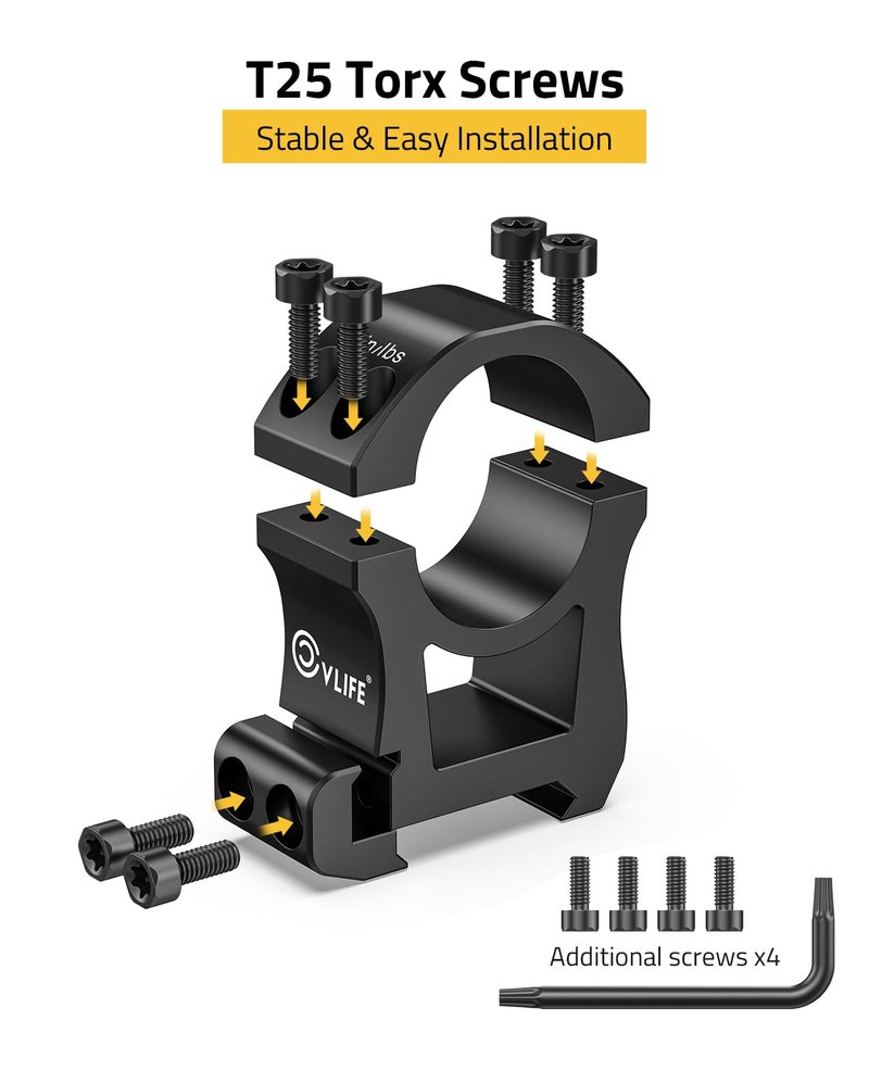 CVLIFE 1 inch Scope Rings Extra High Profile Precision Mount - Compatible with Picatinny Rails - 20mm See Through Rifle Scope Mount - 2 Pieces