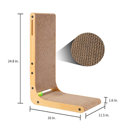 Familypoint Cat Scratcher, Cat Scratching Post, Cardboard Cat Scratching Board with Ball Toy, Large Vertical L Shape Cat Scratcher Scratch Pads Toys for Indoor Cats, Catnip