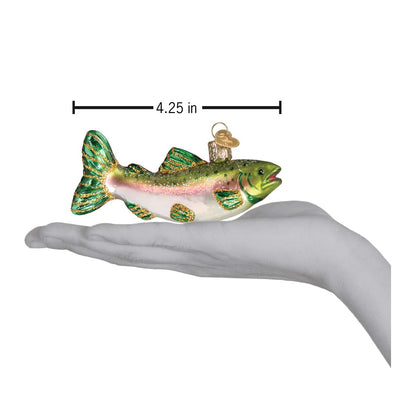 Old World Christmas Fish Collection Glass Blown Ornaments for Christmas Tree Alpine Rainbow Trout 3 x 4.25