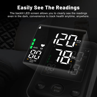 Blood Pressure Monitor CE Approved UK, Vimmk Upper Arm Blood Pressure Machines for Home Use Accurate BP Cuff LED Backlight Display Heart Rate Detection 2x120 Records, Cuff 22-40cm