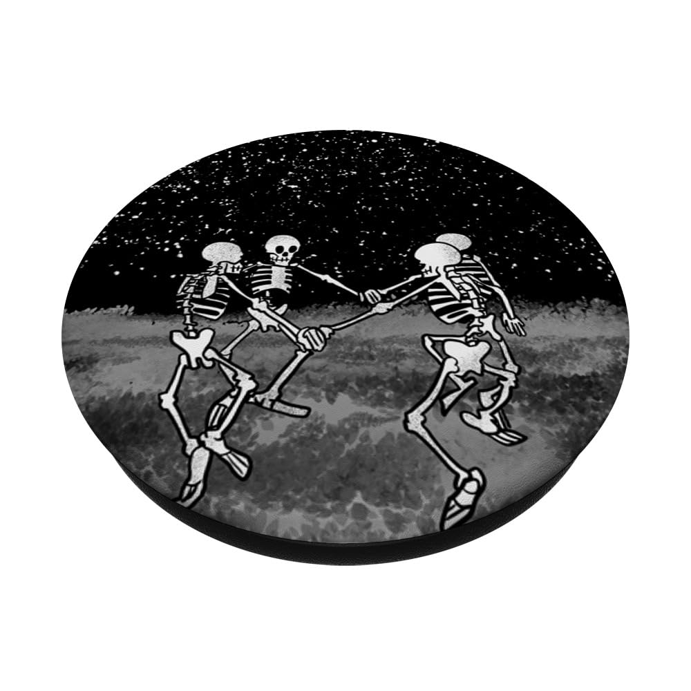Skeletons Dancing Night Sky Cool Goth Aesthetic Halloween PopSockets Swappable PopGrip