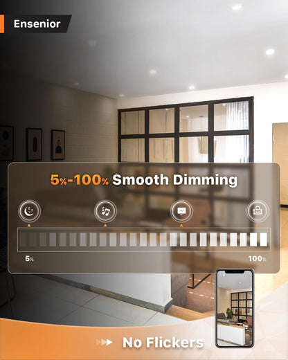 Ensenior 24 Pack 6 Inch LED Recessed Ceiling Light, Dimmable, 4000K Cool White, 1050LM 12W 120V, High Brightness Canless Wafer Downlight - ETL&FCC&IC