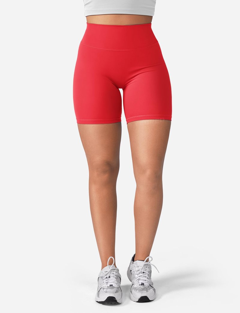YEOREO Women's Biker Shorts 3.6" / 4.5" / 6" Workout Gym Shorts High Waist Tummy Control Hidden Scrunch Running Yoga Red