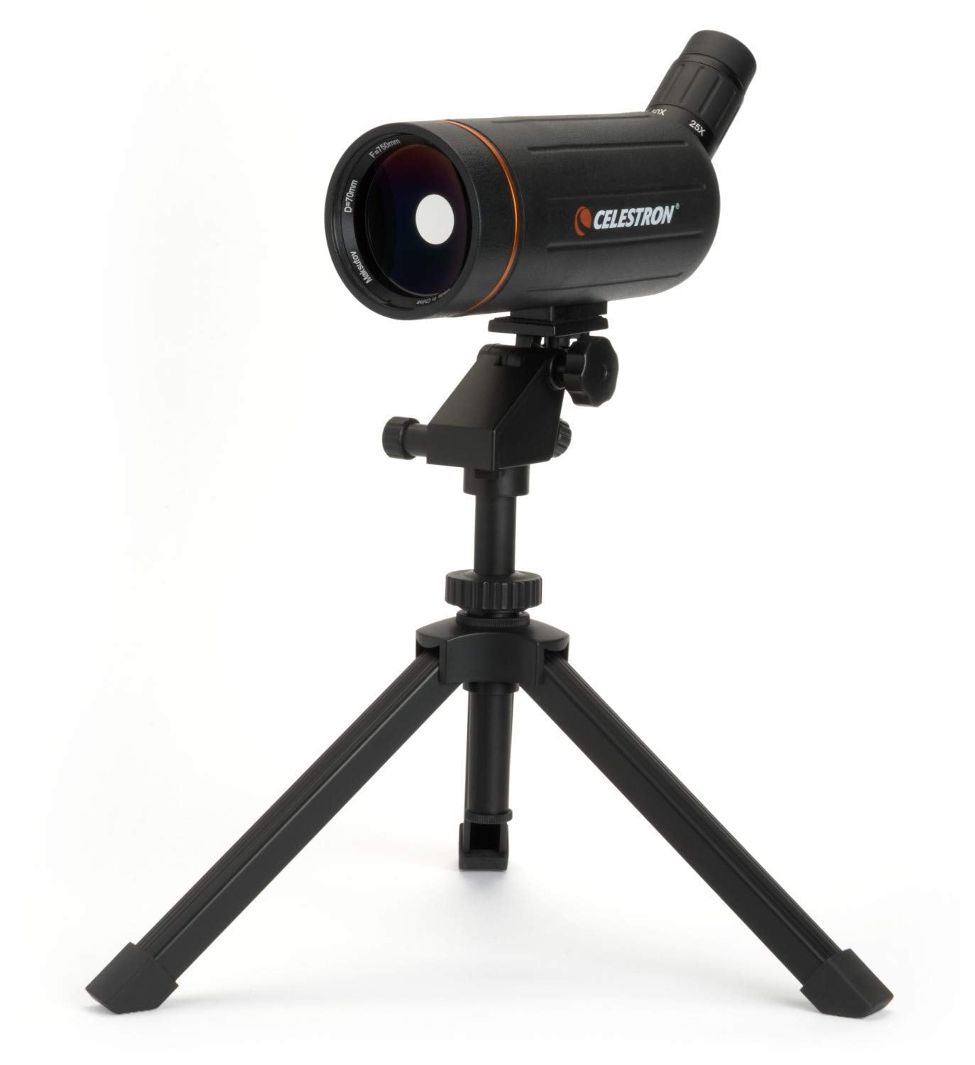 Celestron 52238 Mini Mak 70mm Angled Spotting Scope – Maksutov Spotting Scope – Great for Long Range Viewing – 25–75x Zoom Eyepiece – Multi-Coated Optics – Rubber Armored – Tabletop Tripod Included