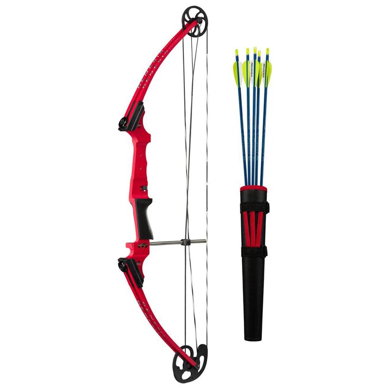Genesis Original Compound Bow & Arrow Kit- Adjustable Riser, 15"-30" Draw Length, 10-20 lb Draw Weight, All Skill Levels, Draw Hand - Right, Red