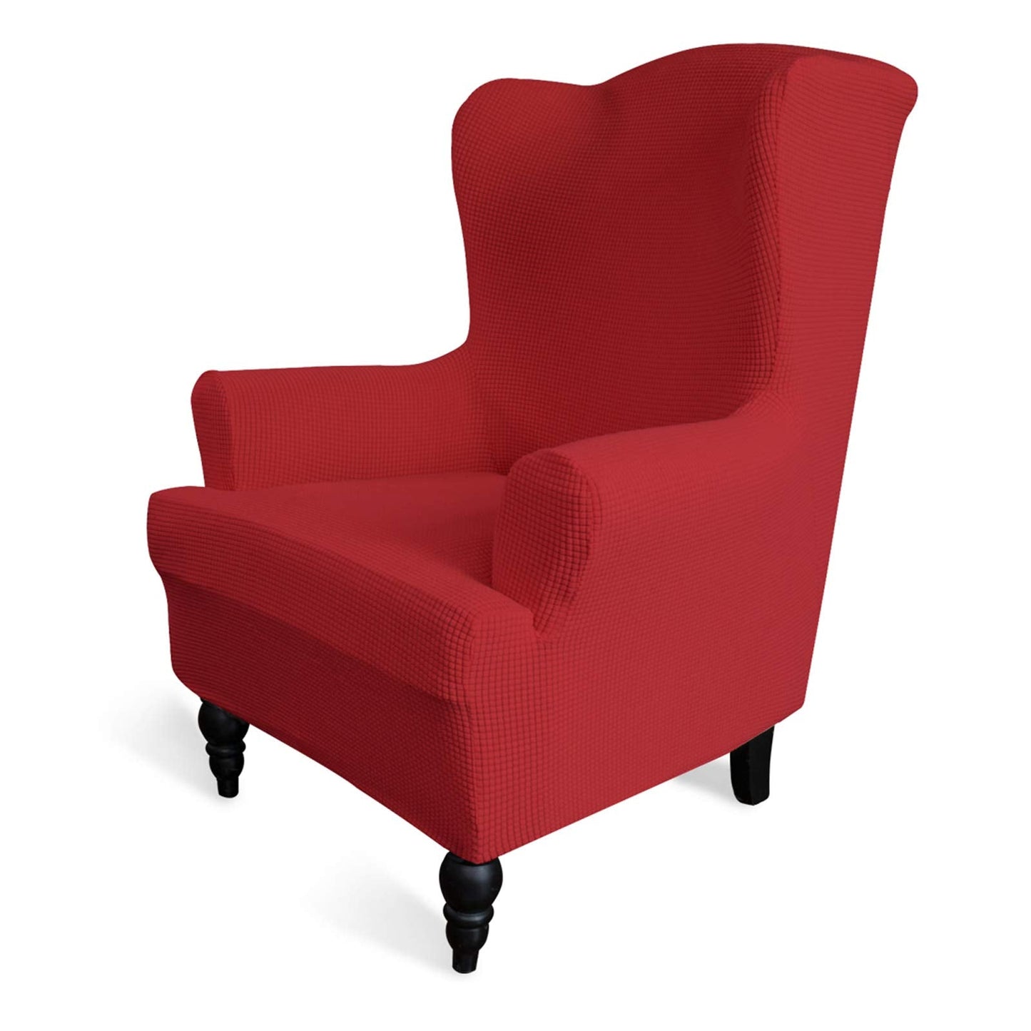 Easy-Going Stretch Wingback Chair Sofa Slipcover 1-Piece Sofa Cover Furniture Protector Couch Soft with Elastic Bottom Polyester Spandex Jacquard Fabric Small Checks(Wing Chair,Christmas Red)
