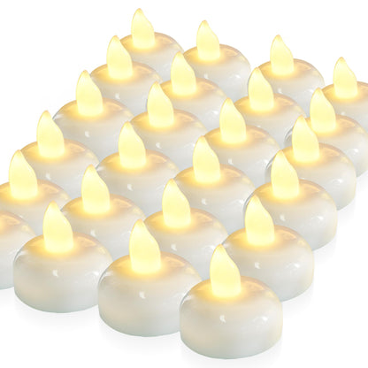 Homemory 24 Pack Waterproof Flameless Floating Tealights, Warm White Battery Flickering LED Tea Lights Easter Candles - Wedding, Party, Centerpiece, Pool & SPA…