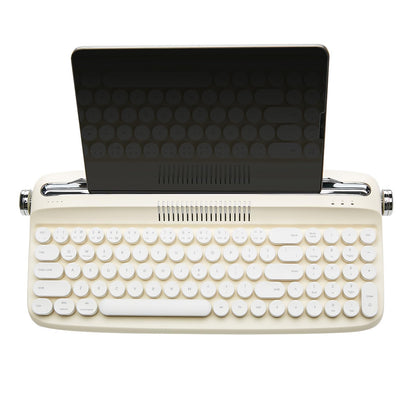 YUNZII Upgraded Wireless Typewriter Keyboard,with Retro Integrated Stand,USB-C/Bluetooth,Cute Round Keycaps, USB-C/Bluetooth Connection for Table, Phone, PC and Win/Mac/Android (B309, Baby Pink)