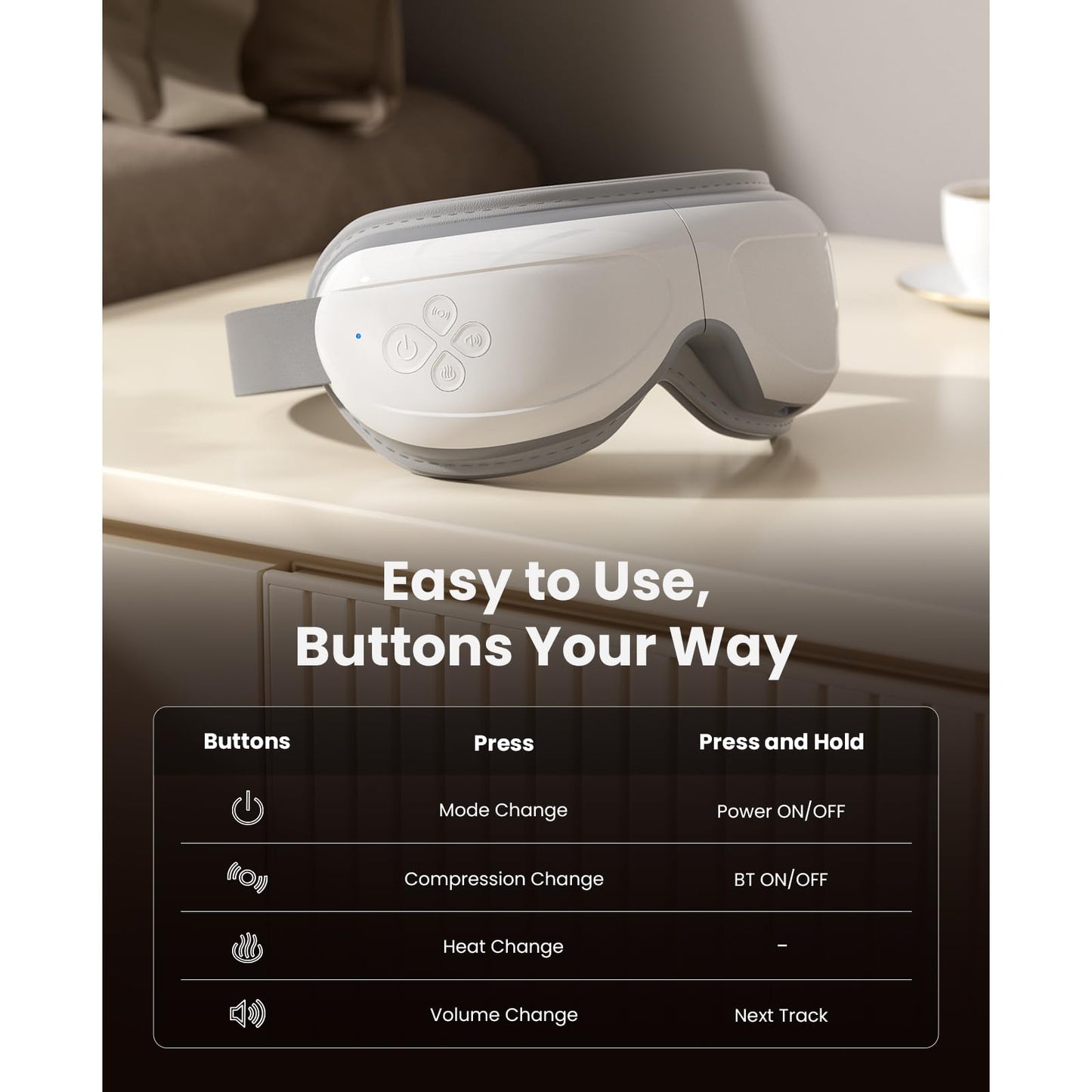 BOB AND BRAD Eye Massager FSA Eligible/HSA Eligible, EyeOasis 2 Heated Eye Mask for Migraines with Music, Smart Migraine Massager Reduce Dry Eyes Improve Sleep, Birthday Gifts for Women Men Mom Dad