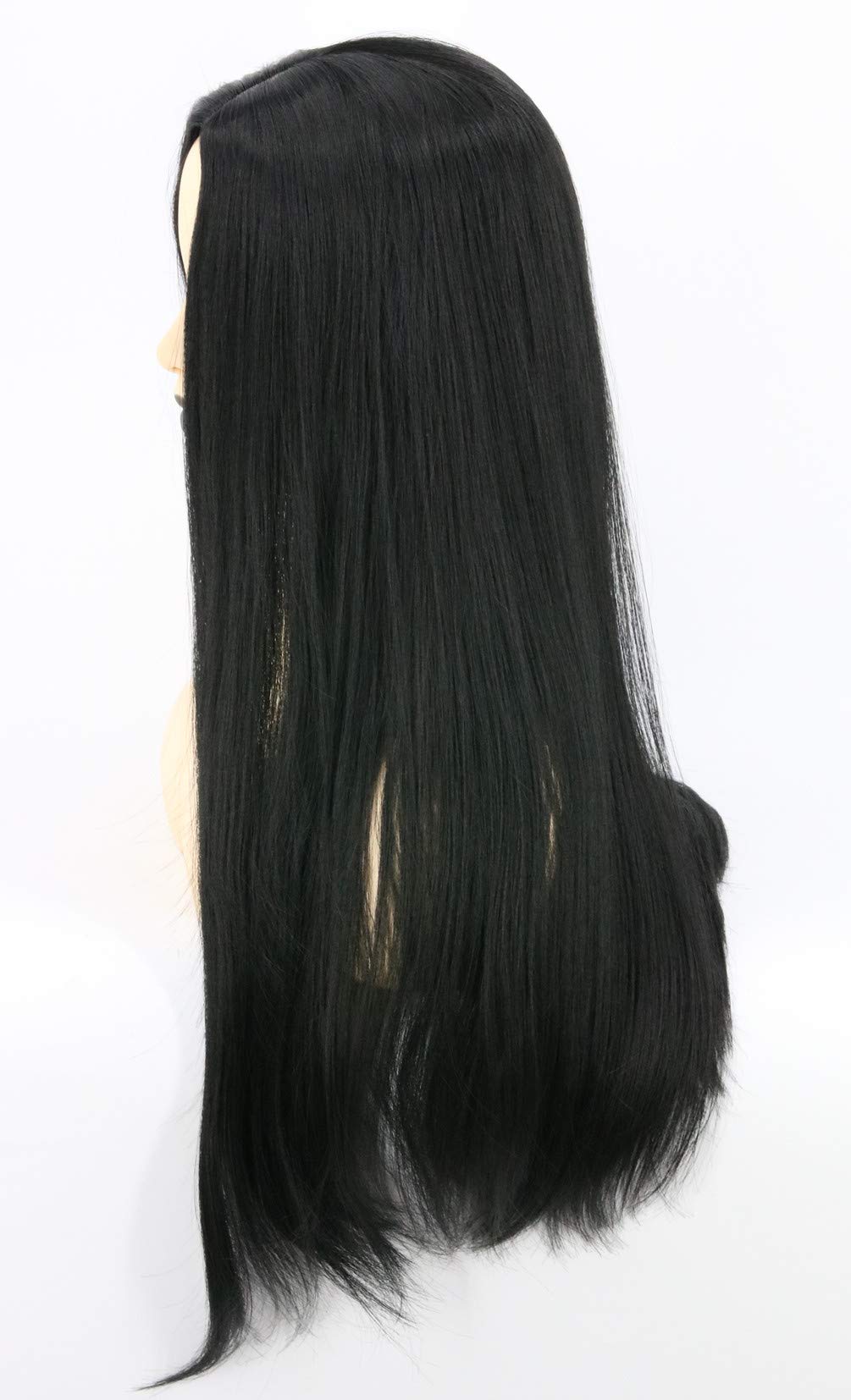 Topcosplay Women Wig Black Long Straight Middle Part Cosplay Halloween Costume Hair Wigs