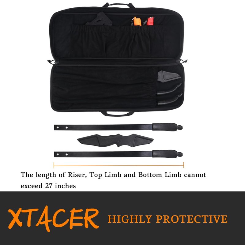 XTACER Tactical Bow Case MOLLE Recurve Takedown Bow Case Fully Padded Case (Black)