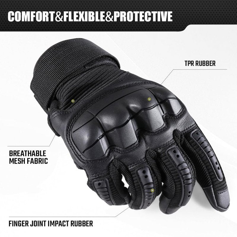 WTACTFUL Touch Screen Tactical Gloves for Men Airsoft Paintball Gear Motorcycle MTB Bike Cycling Cross-Country Motorbike ATV Hunting Hiking Riding Driving Work Outdoor Full Finger Gloves L Black