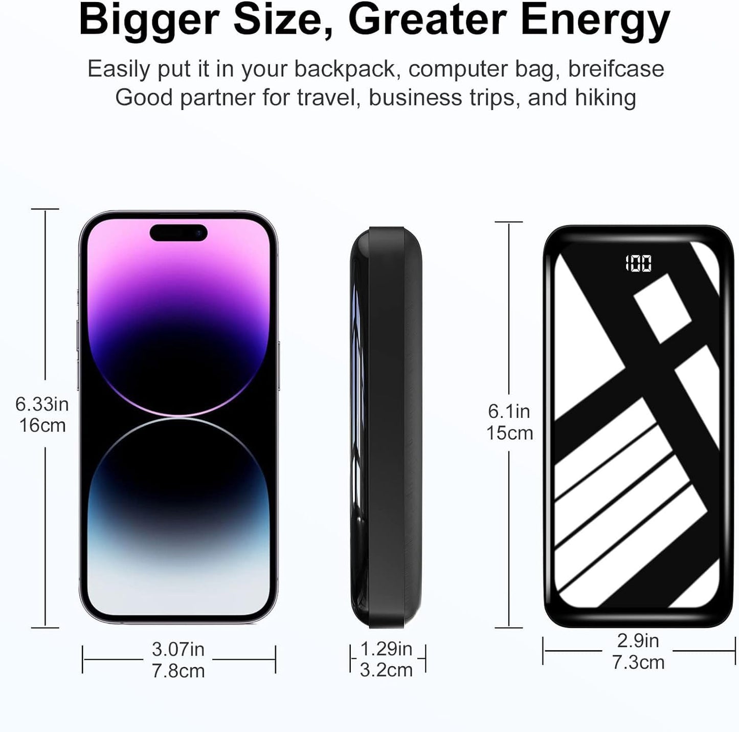 Power Bank 27,000mAh, QC 4.0 USB C 22.5W Fast Charging PD 20W Portable Charger, Mobile Phone Battery Pack 3 Outputs & 2 Inputs High Capacity Compatible for Smartphones