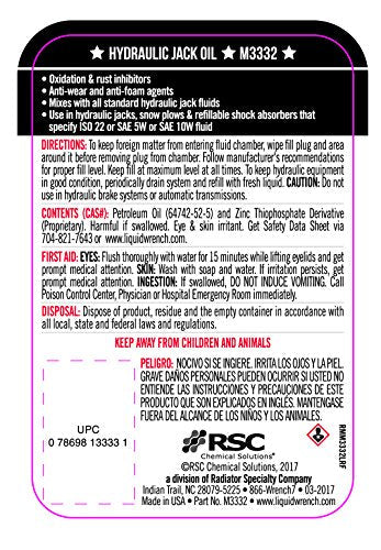 Gunk Liquid Wrench M3332 Hydraulic Jack Oil - 32 oz.