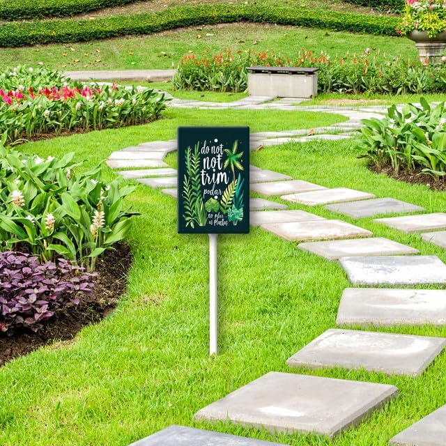 Uptell Do Not Trim No Podar As Plantas Yard Signs with Stakes Aluminum Sign for House/Front Door and Business Outdoor Decoration 7x8.8 Inch