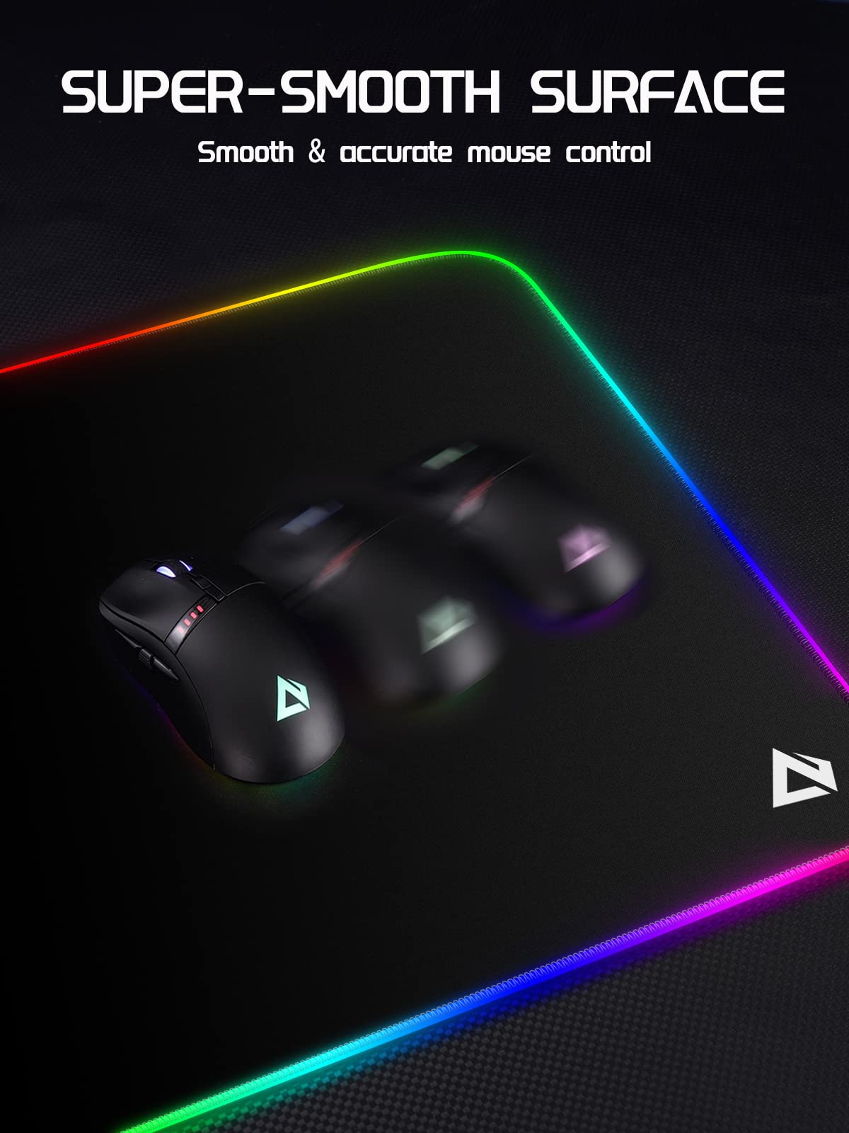 EASEMO Gaming Mouse Pad, RGB Mouse Mat XXL Large (35.4 x 15.75 in) with 7 LED Colors 11 Lighting Modes Waterproof Fabric Surface Non-Slip Rubber Base for PC Laptop Keyboard