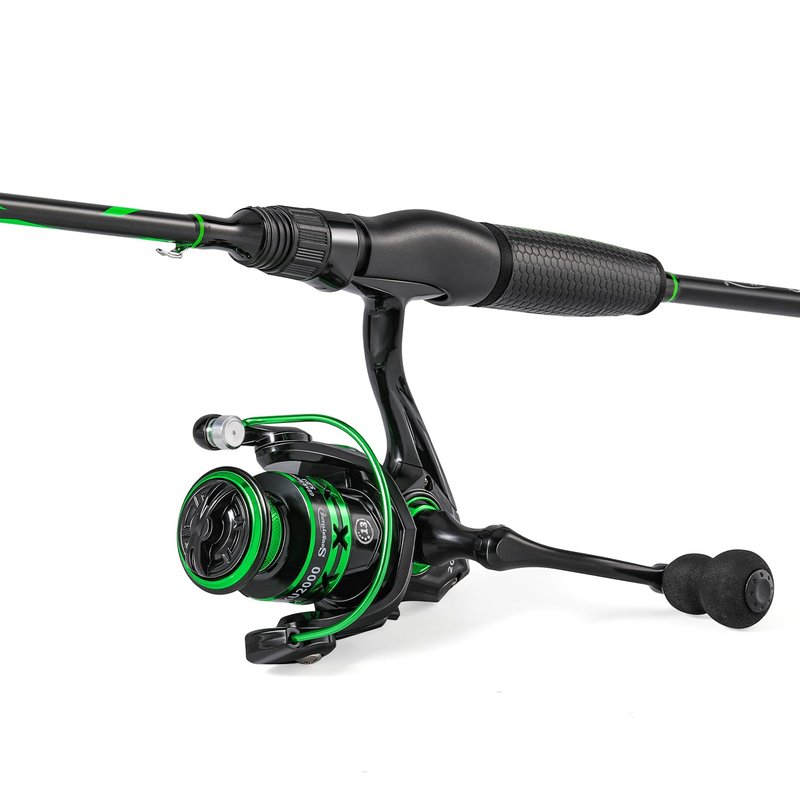 One Bass Fishing Rod Reel Combos, Spinning Rod with Spinning Reel, Graphite 2Pc Blanks, Stainless-Steel Guides, Super Polymer Handle- 6'0"-1 Pack