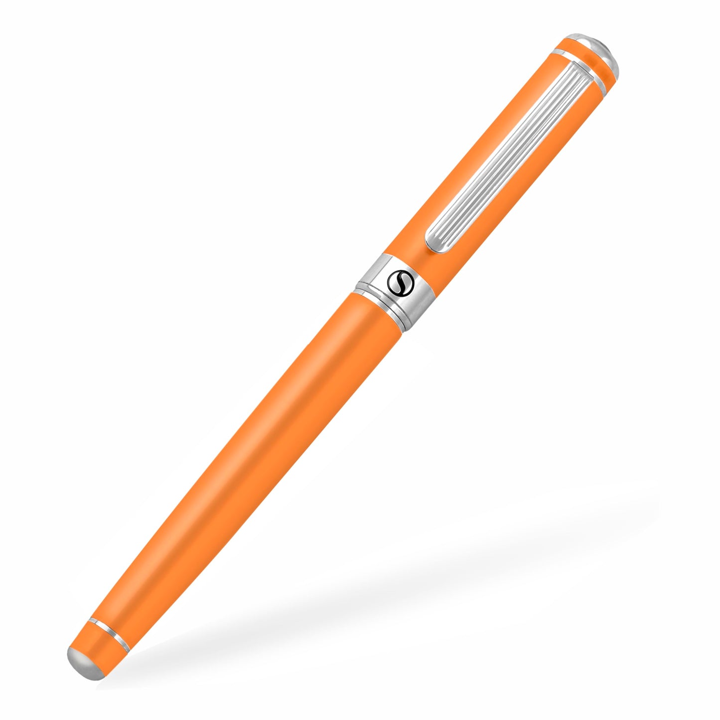 Scriveiner Orange Rollerball Pen - Stunning Luxury Pen With Chrome Finish, Schmidt Ink Refill, Best Roller Ball Gift Set for Men & Women, Professional, Executive Office, Nice Pens