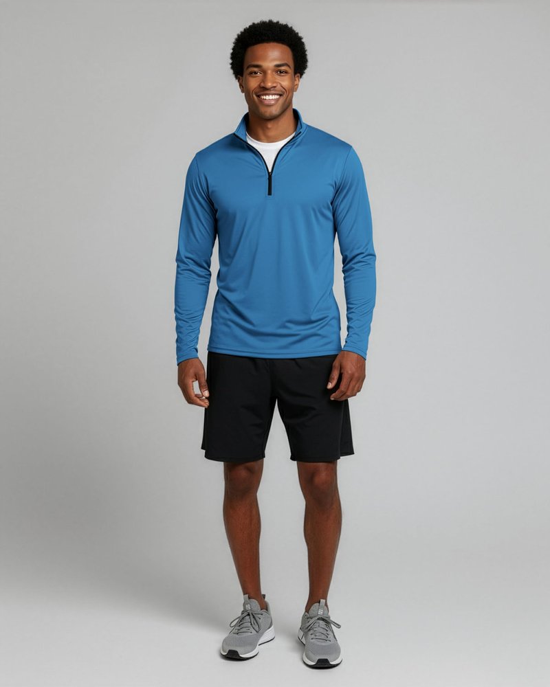 Real Essentials 3 Pack: Men's Dry-Fit Active Quarter Zip Long Sleeve Athletic Performance Pullover (Available in Big & Tall) Set 7 L