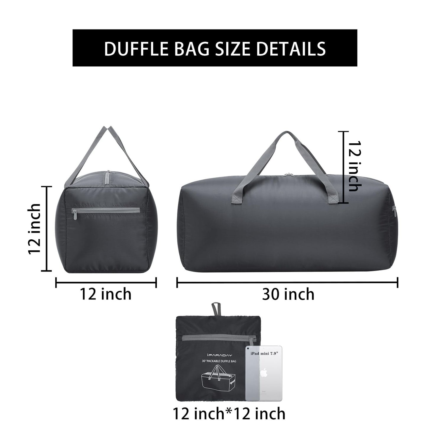 Foldable Duffel Bag 30" / 75L Lightweight with Water Resistant for Travel