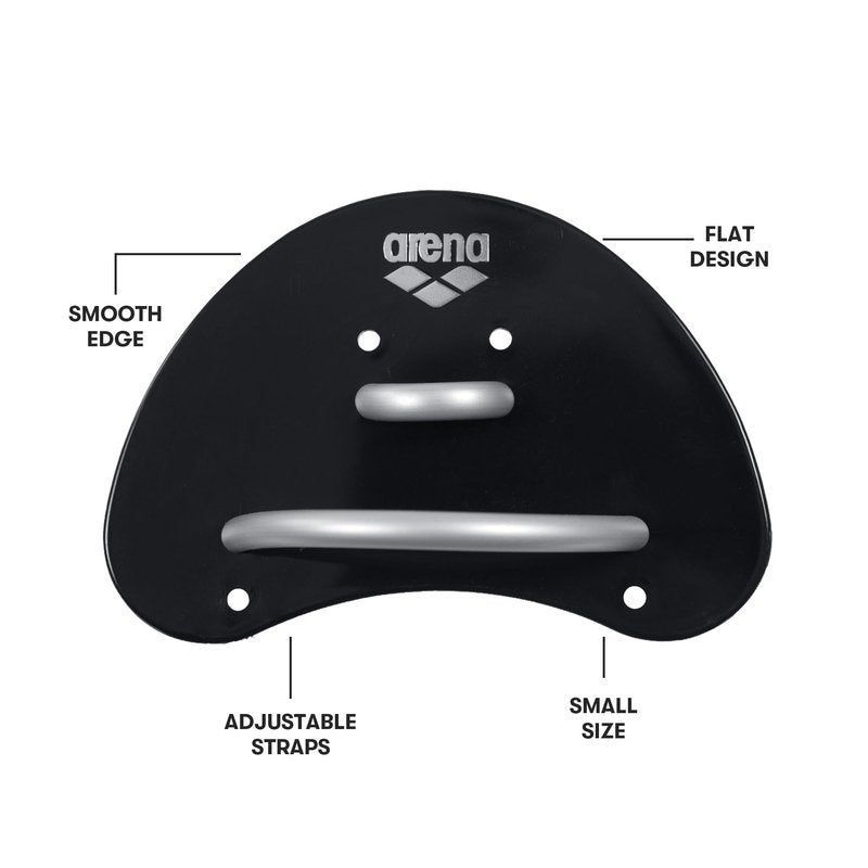 Arena Unisex Adult Elite Finger Swimming Paddle for Men and Women Pool Exercise Equipment for Swimming and Technique Training, Black/Silver, Small