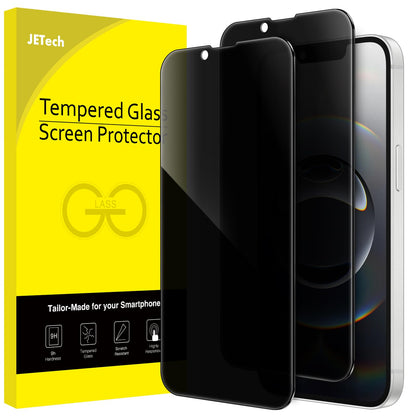 JETech Privacy Full Coverage Screen Protector for iPhone 16e 2025, iPhone 13/13 Pro 6.1-Inch, Anti-Spy Tempered Glass Film, Edge to Edge Protection Case-Friendly, 2-Pack