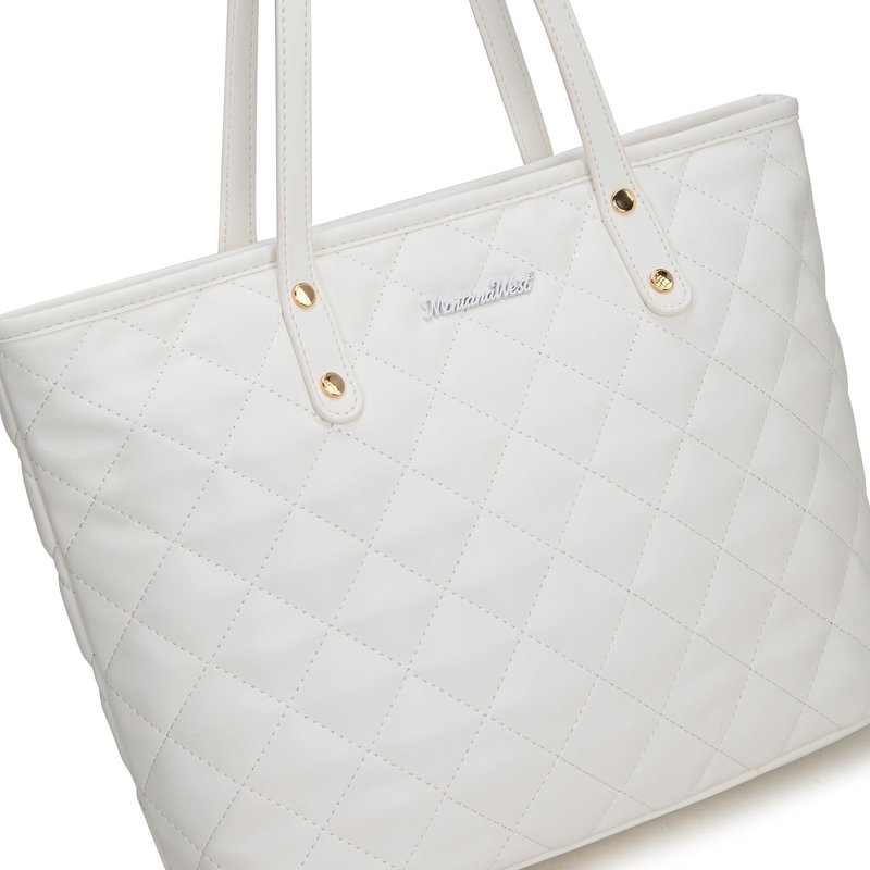 Montana West white purse quilted tote bag for women large tote purse for women shoulder bag womens handbags hobo purse with top zipper MWC-084BWT