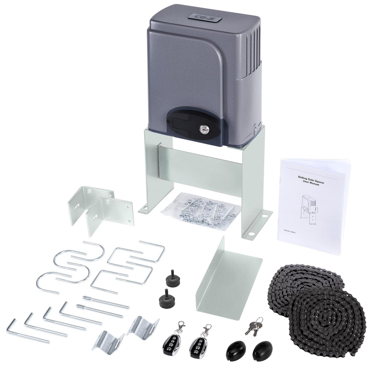 CO-Z Automatic Gate Opener with Safety Sensor, 280W Sliding Door Opener & Closer Kit for 1400lb Doors, Smart Driveway Sliding Gate Opener with 20ft Driven Chain, Electric Gate Operator Set for Home