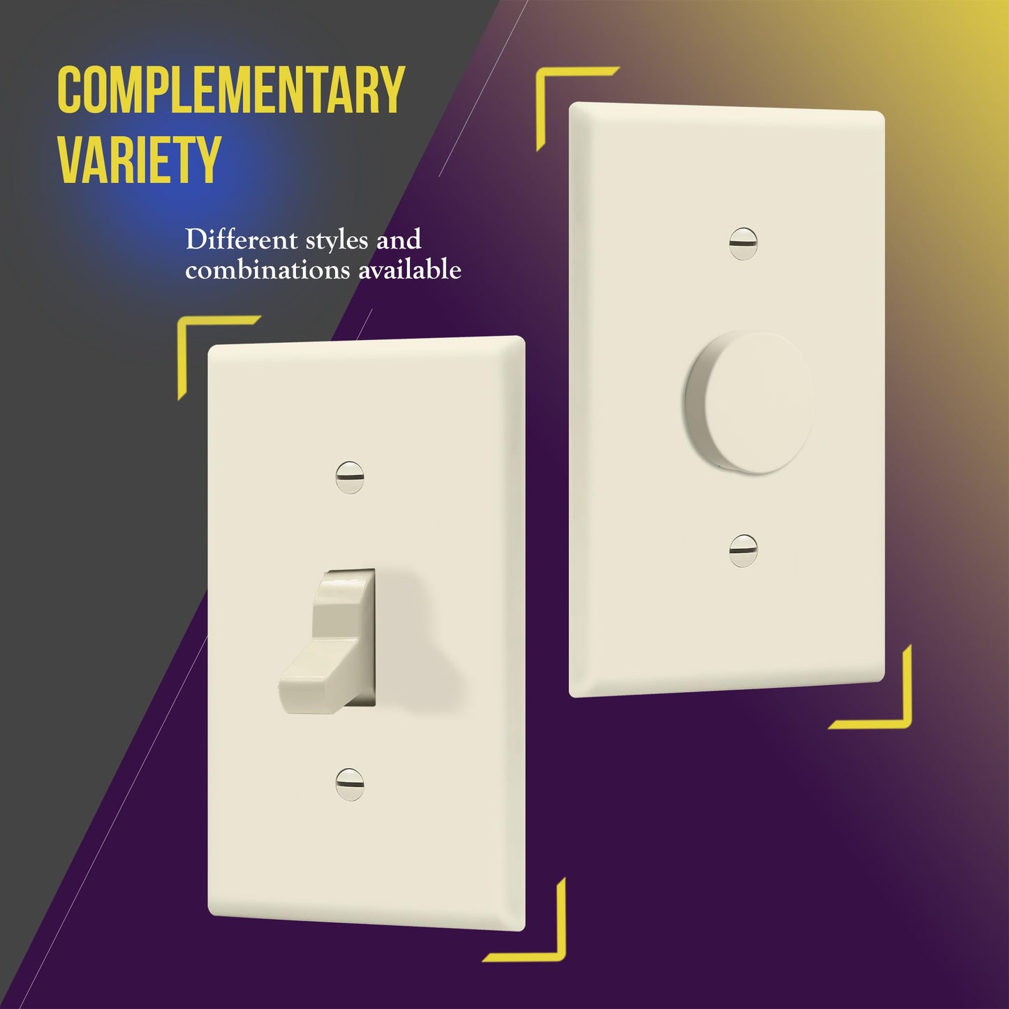 ENERLITES Toggle Switch Wall Plate, Gloss Finish, Size 1-Gang 4.50" x 2.76", Unbreakable Polycarbonate Thermoplastic, 8811-LA, Light Almond, Standard