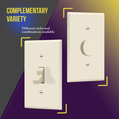 ENERLITES Toggle Switch Wall Plate, Gloss Finish, Size 1-Gang 4.50" x 2.76", Unbreakable Polycarbonate Thermoplastic, 8811-LA, Light Almond, Standard