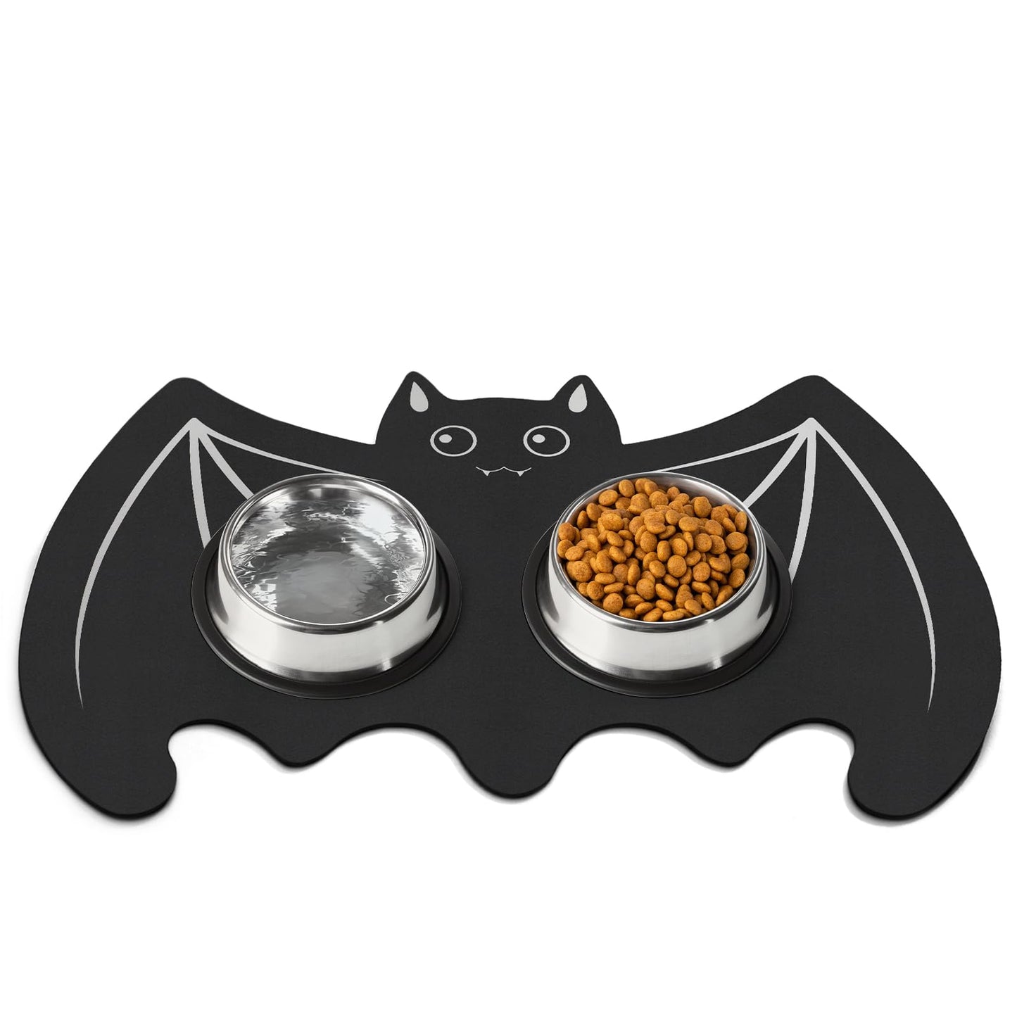 Pet Mats for Food and Water Dog Cat Food Mats Pet Feeding Mat Anti-Slip No Stains Quick Dry Floors Waterproof Placemat Pet Food Bowl Mat Halloween Decorations - 23.6" x 15.7" Bat
