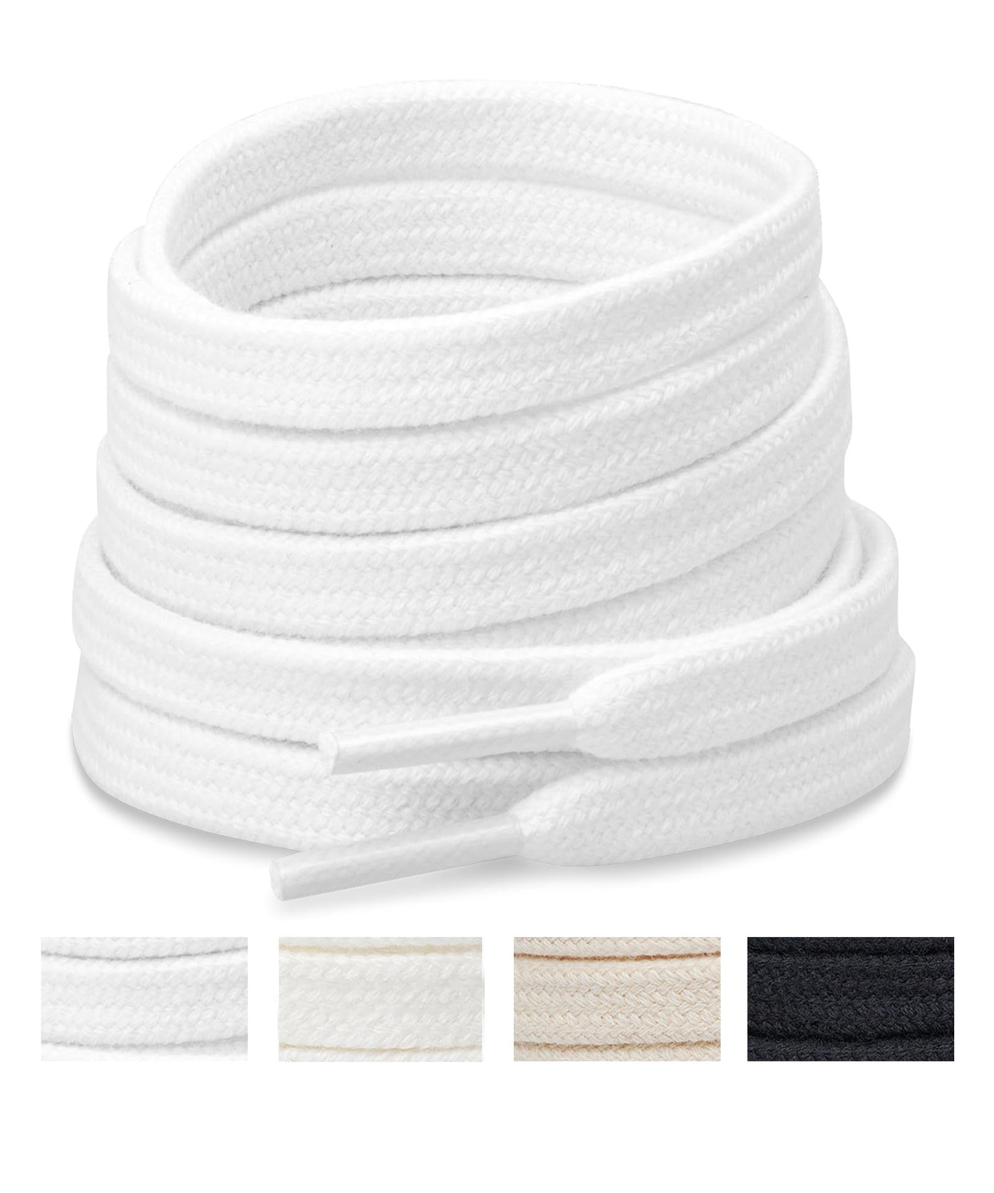 Handshop Wide Flat Athletic Shoelaces 5/16"(2 Pair) - Shoe Laces for Sneakers and Casual Shoes Replacements White 47 inch (120cm)