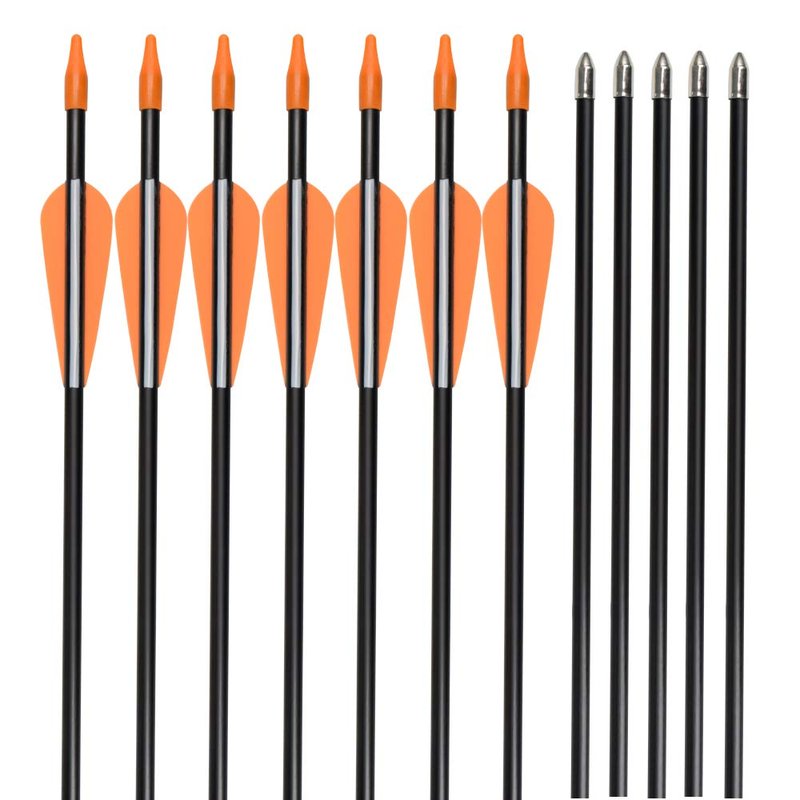 Practice Fiberglass Arrows Archery 24 Inch Target Shooting Safetyglass Recurve Bows Suitable for Youth Woman Beginner 12PCS