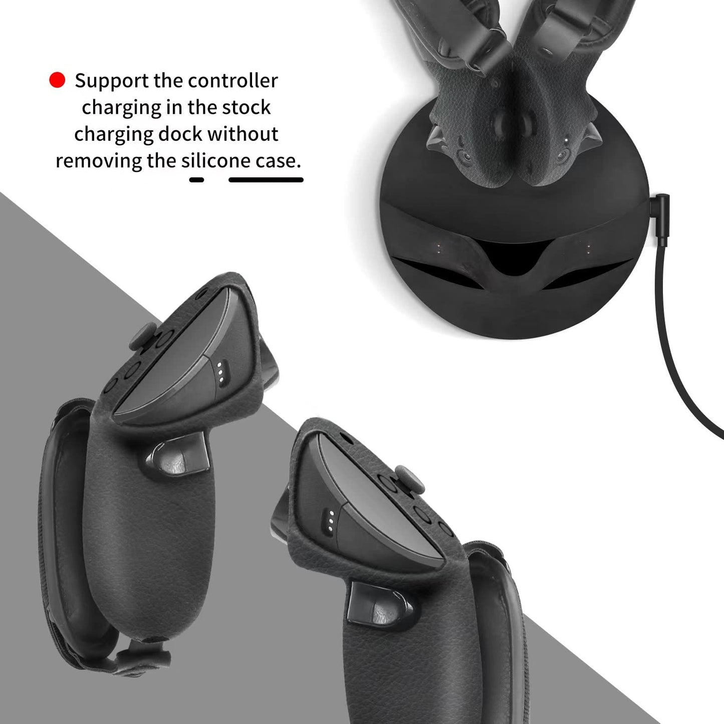 Globular Cluster Silicone Grips for Meta Quest Pro Controllers - Come with PU Leather Cushion Pad - More Comfortable (Black)