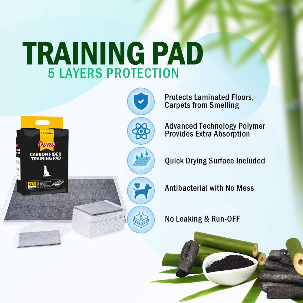 Dono Pet Training Pads Carbon Puppy Pee Wee Toilet Trainer Pads Super Absorbent Deodorizing Heavy Duty Dog Pads 25PCS
