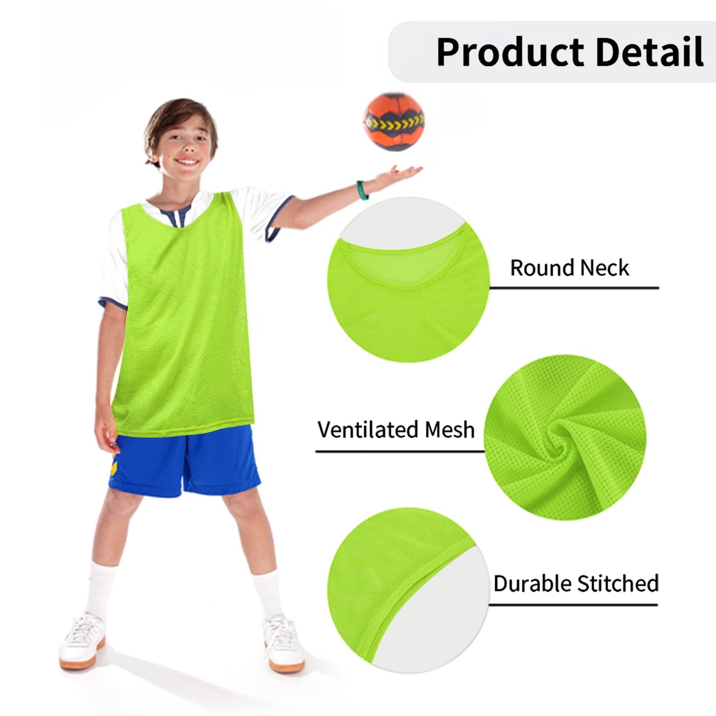 Mofech Mesh Scrimmage Pinnies 12 PCS Team Practice Pennies Youth Adult Training Sports Jerseys For Soccer Basketball Football Green