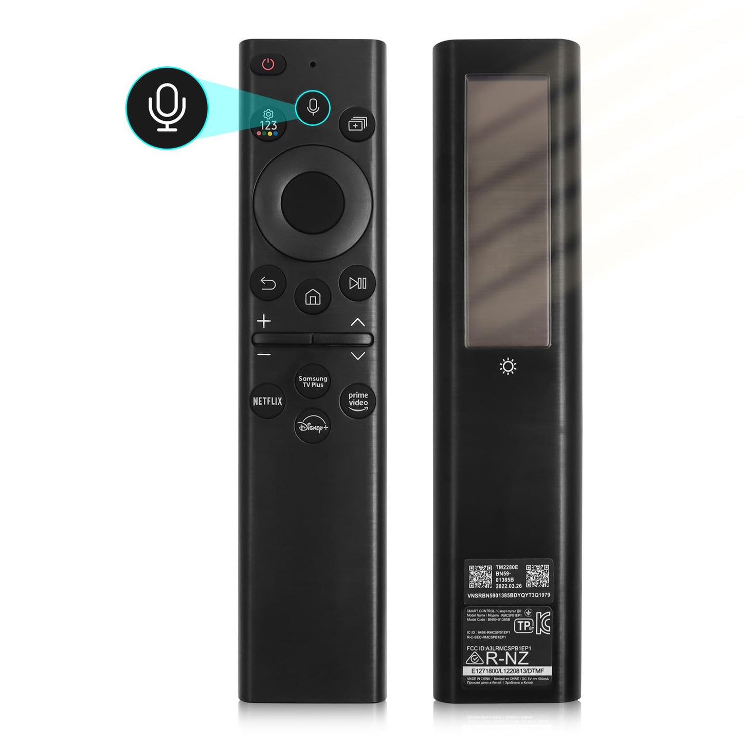 BN59-01385A Solar Voice Remote for Samsung TV Remotes Replacement with Bluetooth Rechargeable Solar Cell Fit for Samsung Remote Control for Smart TVs Frame Neo LED Ultra HD Series
