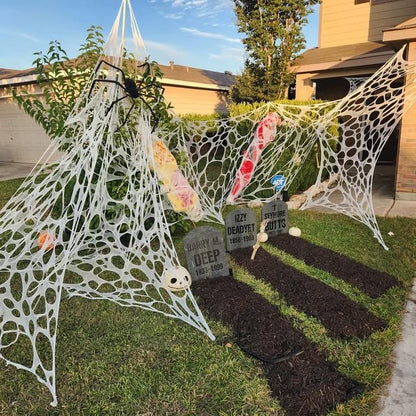 DAZONGE 2 Packs Spider Webs Halloween Decorations Outdoor, 900sqft Stretchy Spider Webbing for Halloween Decor, Spooky Spider Web Decorations for Hunted House Halloween Party