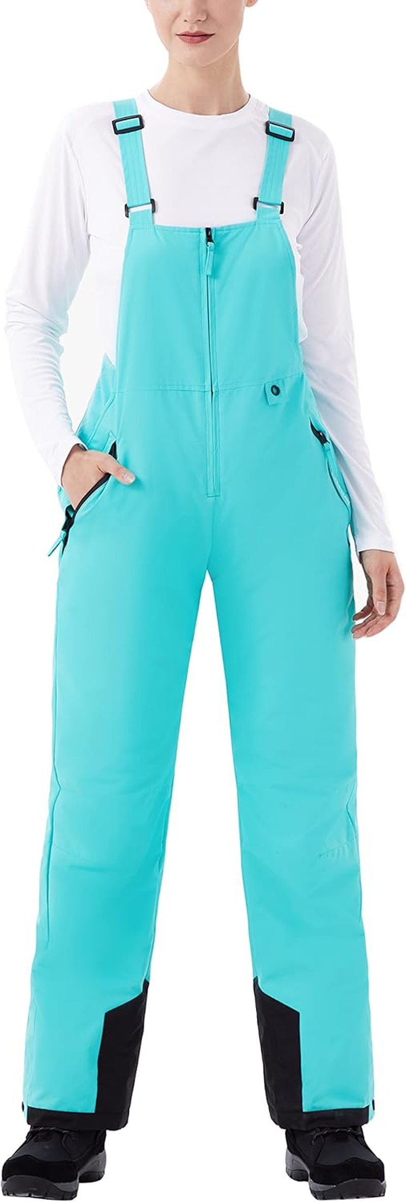 WULFUL Women's Insulated Snow Bibs - Waterproof Winter Ski Pants for Snowboarding | Sizes S-XL