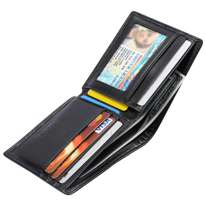 Hoobest RFID Blocking Genuine Leather Wallet, Men Slim Wallets with RFID Block Technology,Stop Electronic Pick Pocketing-Travel Wallet
