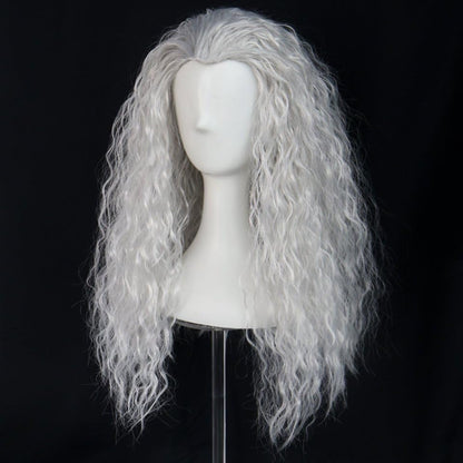 ANOGOL Hair Cap+ Long Grey Curly Wig Women Witch Wig Silver Outfit for Anime Cosplay Crazy Wigs Old Lady Wigs Long Gray Hair Women Halloween Party Costume Outfit