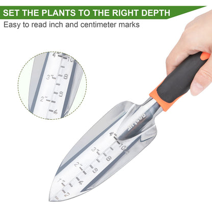 Gostur Garden Tool Set, 3PCS Sturdy Gardening Hand Tools Kit - Trowel/Shovel, Transplanter, Sharp Bypass Pruning Shears/Scissors/Clippers - Comfortable Handle - Ideal Gifts for Men & Women