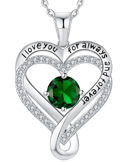 Jewelry for Women Wife Infinity Heart Birthstone I Love You Necklace S925 Anniversary Women Necklaces for Her Wife Birthday Gift Ideas, Birthday Present for Girlfriend Mom Daughter Sterling Silver