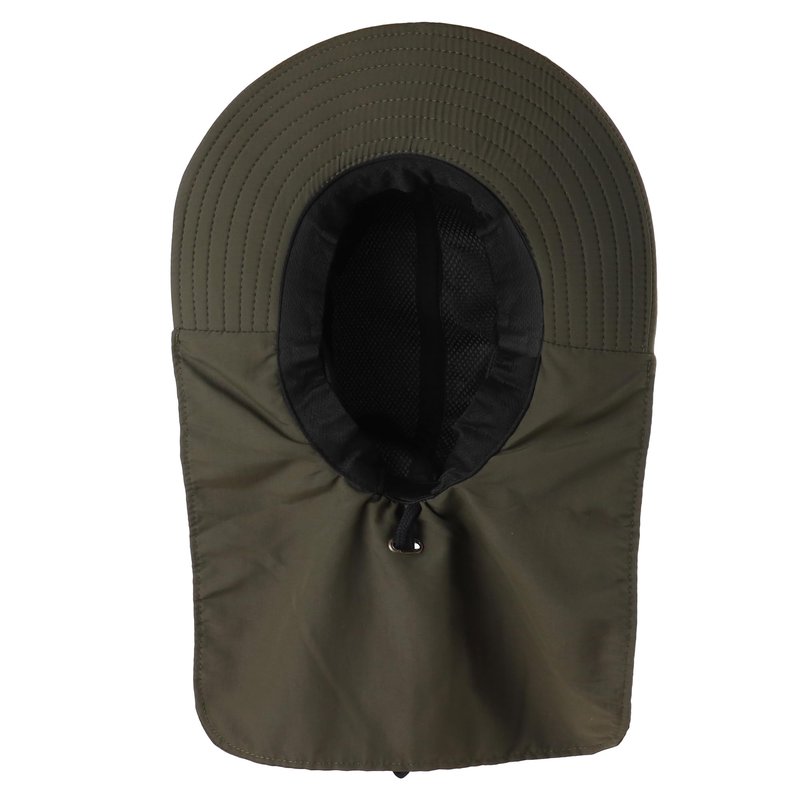 Falari Outdoor Sun Hat, Wide Brim with Neck Flap, Safari Hiking Gardening Fishing Hat - Army Green