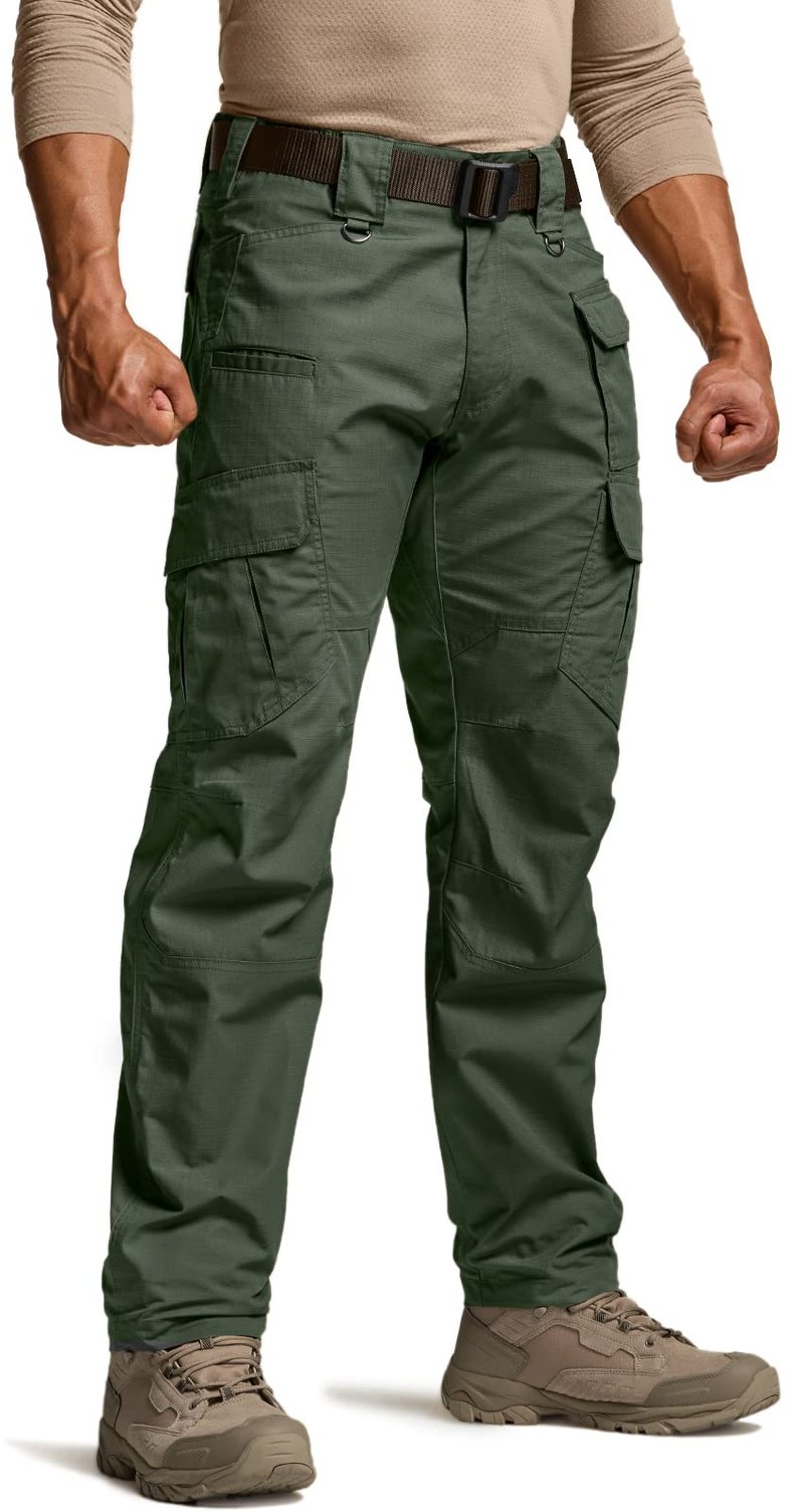 CQR Men's Tactical Pants, Water Resistant Ripstop Cargo Pants, Lightweight EDC Work Hiking Pants, Outdoor Apparel, Raider Mag Green Kelp, 32W x 32L