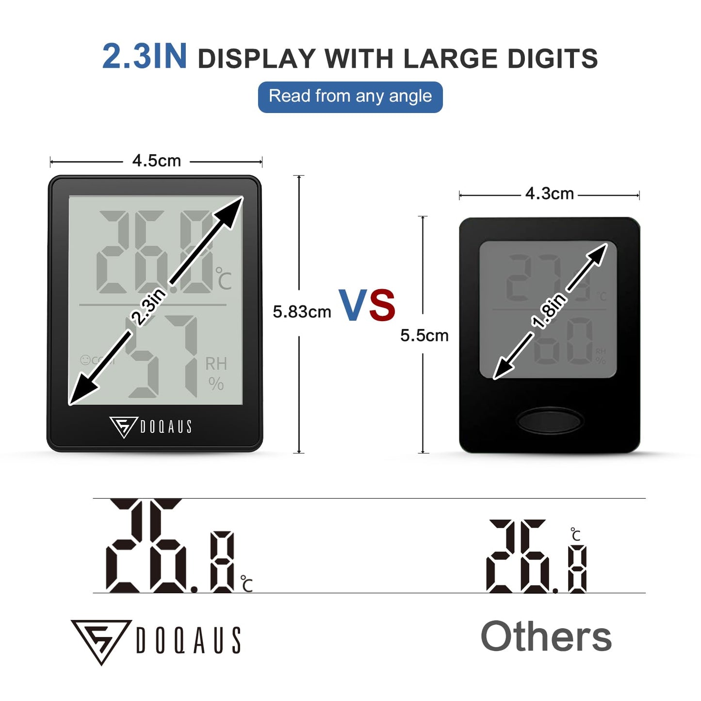 DOQAUS Digital Room Thermometer, 3 Pack Accurate Indoor Thermometer Hygrometer, Mini Humidity Meter, Room Thermometer Temperature Monitor with comfort icon for Nursery Greenhouse Office Baby Room