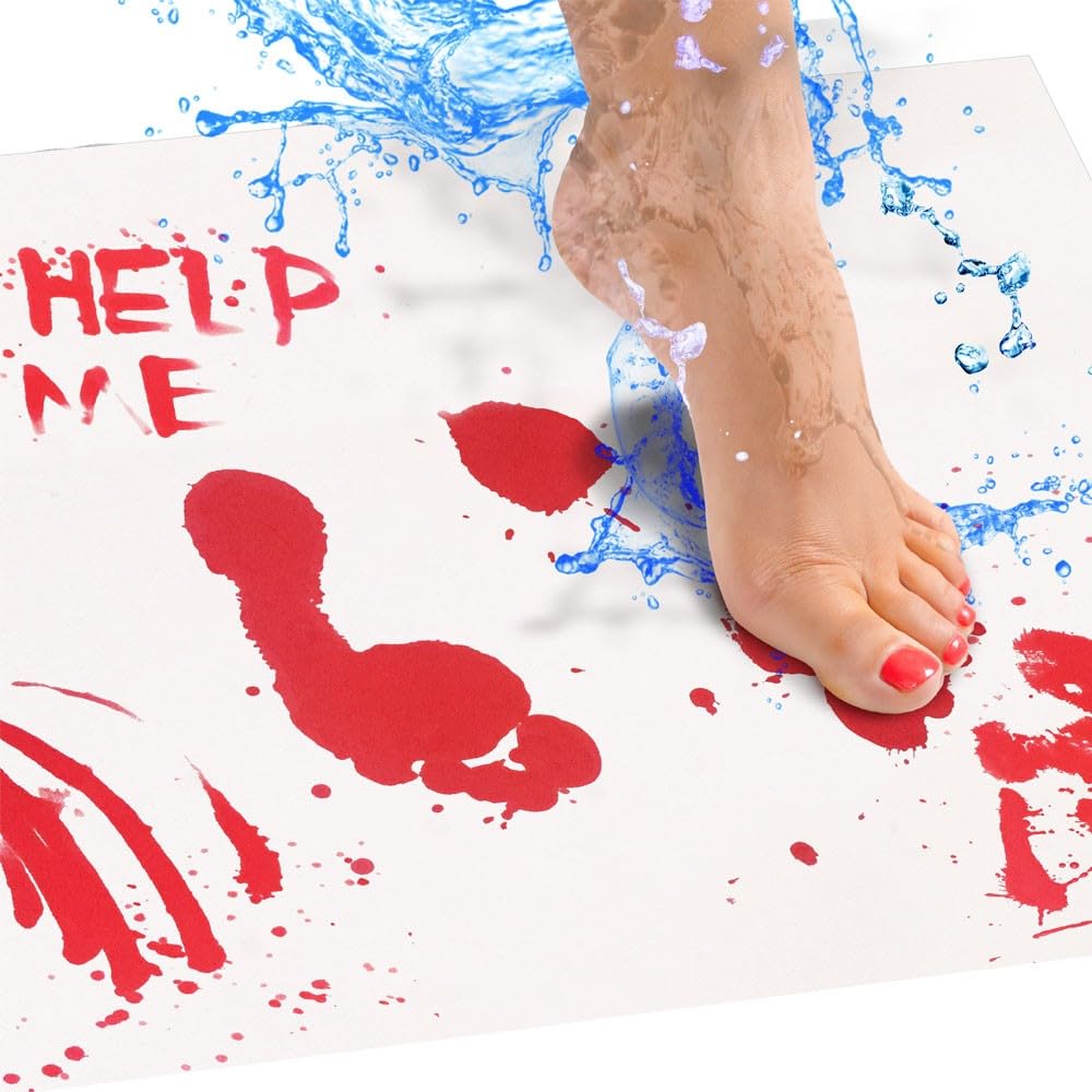 Bloody Bath Mat, The Official and Authentic Mat That Turns Red When Wet, Footprints Disappear Like Magic, Great Novelty Prank Gift
