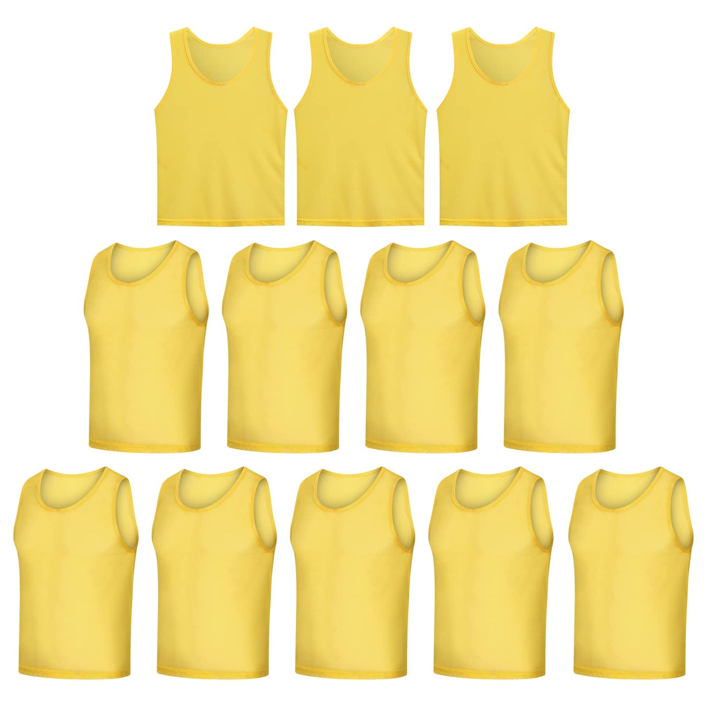 LTHYTY 12 Pack Scrimmage Vest/Team Training Jerseys/Sports Pinnies/Practice Jerseys/Soccer Bibs with Carry Bag (as1, Alpha, l, Regular, Regular, Yellow)