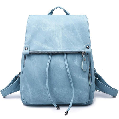 Everfunny Women Backpack Waterproof Anti-theft Lightweight PU Fashion Leather Nylon School Shoulder Bag Travel Cute Backpack Ladies(Blue)